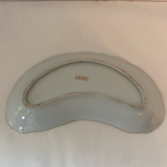 Ardalt Lenwile Bone China Handpainted Crescent Shape Dish. Bone Dish. 7” wide. - Picture 2 of 4